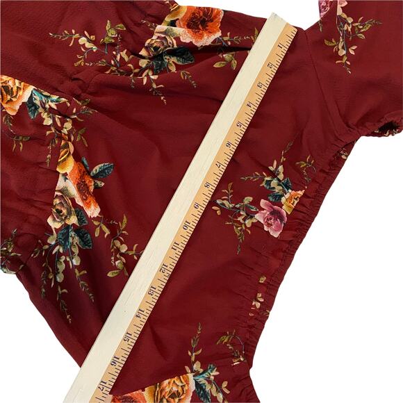 Haute Rogue Red Floral Romper Size Large - Picture 6 of 8